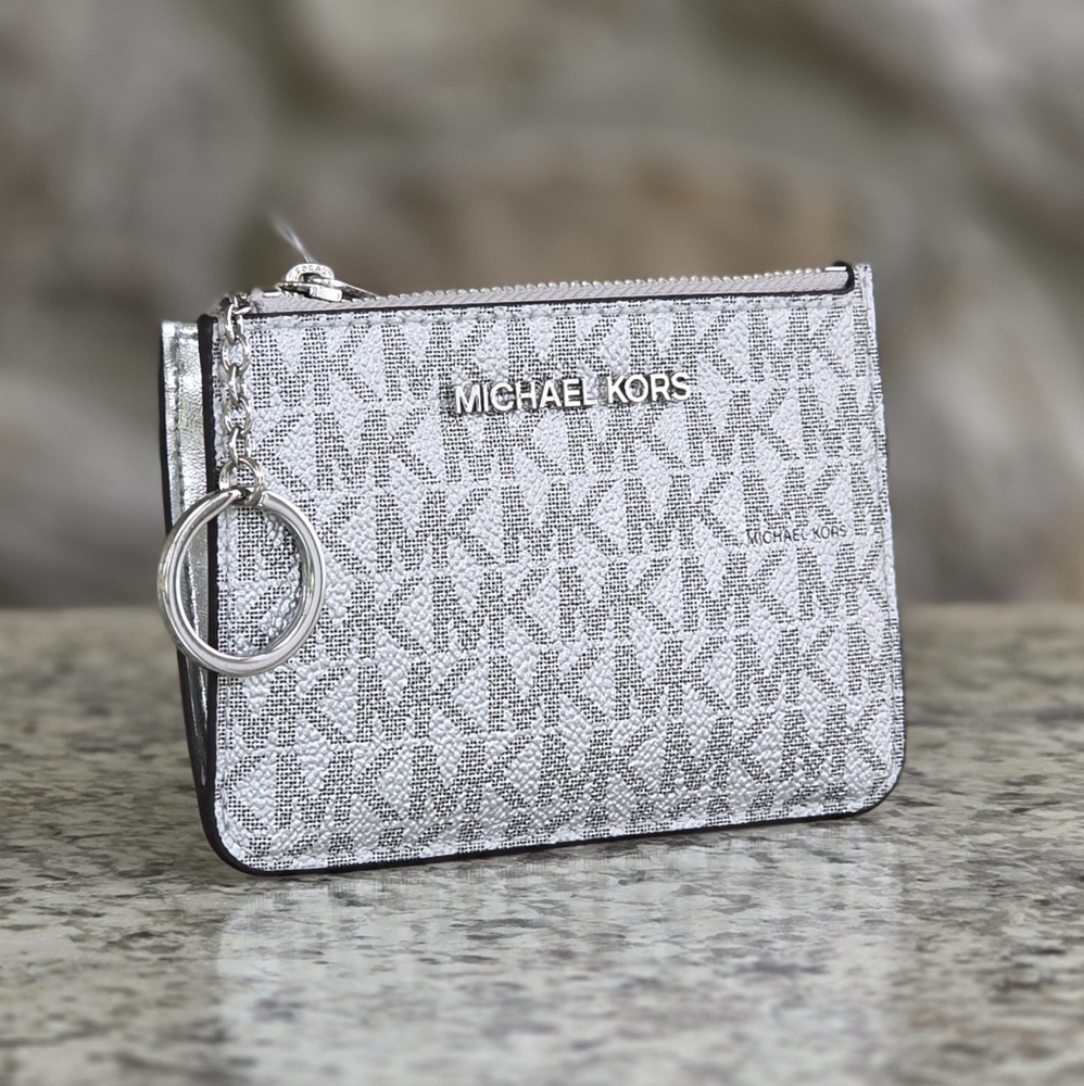 Michael Kors Jet Set Logo Small Silver Coin Wallet